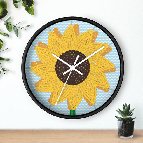 Sunflower Stitches Wall Clock